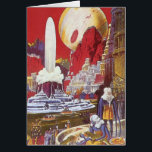 Vintage Science Fiction, die verlorene Stadt Atlan<br><div class="desc">Vintages Bild der Science Fiction mit Alien-Frauen, die über eine futuristische Stadt schauen, mit einem Wasserbrunnen in der Mitte, Außerirdischen mit Eidechsen für Haustiere, griechischer oder römischer Bauart und einem riesigen Mond im Hintergrund. Könnte die verlorene Stadt Atlantis sein! Ein klassisches Comic Buch Zukunft Retro Sci fi Szene aus dem...</div>