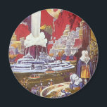 Vintage Science Fiction, die verlorene Stadt Atlan Magnet<br><div class="desc">Vintages Bild der Science Fiction mit Alien-Frauen, die über eine futuristische Stadt schauen, mit einem Wasserbrunnen in der Mitte, Außerirdischen mit Eidechsen für Haustiere, griechischer oder römischer Bauart und einem riesigen Mond im Hintergrund. Könnte die verlorene Stadt Atlantis sein! Ein klassisches Comic Buch Zukunft Retro Sci fi Szene aus dem...</div>