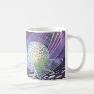 Vintage Science Fiction, ein leuchtendes Orb mit A Kaffeetasse
