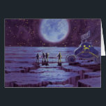 Vintage Science Fiction Erde Rover Außerirdischen<br><div class="desc">Vintage Illustration futuristische Außerirdischen und Roboter Science Fiction Bild mit einem klassischen 50er Comic Buch Design. Retro-Sci-Fi-Design mit Alien-Astronauten auf einem fremden Planeten mit einem Raumfahrzeug,  Mondrover oder Mondrover und Blick auf die Erde und den Weltraum und winkend. Ein dunkler Himmel mit hellen Sternen und Planeten.</div>