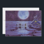 Vintage Science Fiction Erde Rover Außerirdischen<br><div class="desc">Vintage Illustration futuristische Außerirdischen und Roboter Science Fiction Bild mit einem klassischen 50er Comic Buch Design. Retro-Sci-Fi-Design mit Alien-Astronauten auf einem fremden Planeten mit einem Raumfahrzeug,  Mondrover oder Mondrover und Blick auf die Erde und den Weltraum und winkend. Ein dunkler Himmel mit hellen Sternen und Planeten.</div>