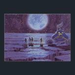 Vintage Science Fiction Erde Rover Außerirdischen<br><div class="desc">Vintage Illustration futuristische Außerirdischen und Roboter Science Fiction Bild mit einem klassischen 50er Comic Buch Design. Retro-Sci-Fi-Design mit Alien-Astronauten auf einem fremden Planeten mit einem Raumfahrzeug,  Mondrover oder Mondrover und Blick auf die Erde und den Weltraum und winkend. Ein dunkler Himmel mit hellen Sternen und Planeten.</div>