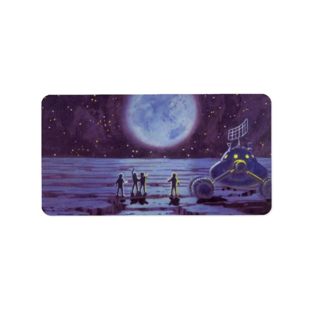 Vintage Science Fiction Erde Rover Außerirdischen  Adressaufkleber (Vorne)