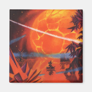 Vintage-Science-Fiction, feuriger Science-Fiction- Magnet