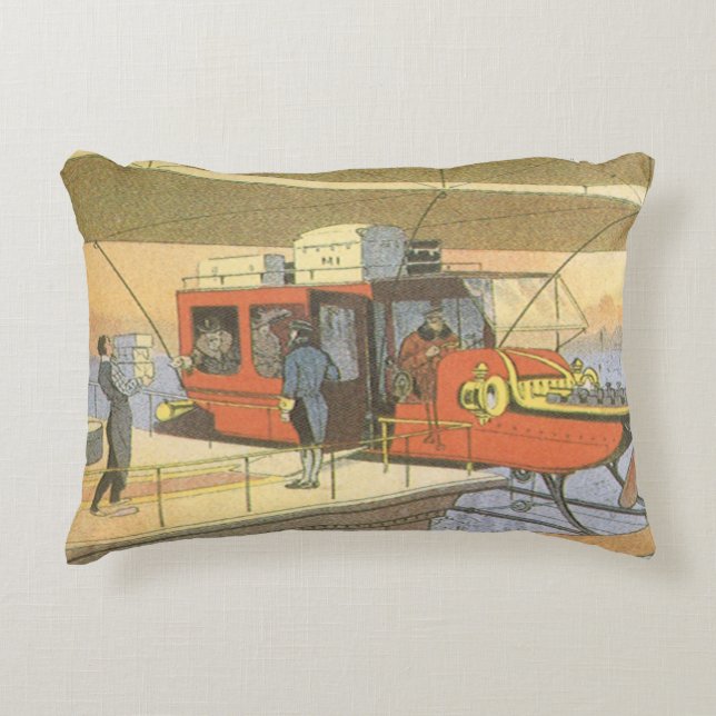 Vintage Science Fiction Flugzeug Hubschrauber Limo Dekokissen (Vorderseite)