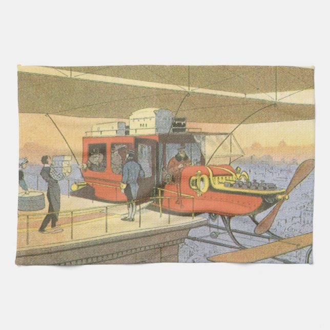 Vintage Science Fiction Flugzeug Hubschrauber Limo Handtuch (Horizontal)