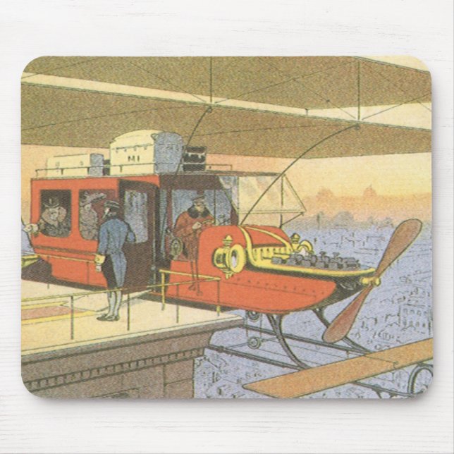 Vintage Science Fiction Flugzeug Hubschrauber Limo Mousepad (Vorne)
