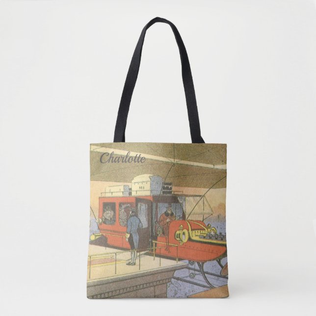 Vintage Science Fiction Flugzeug Hubschrauber Limo Tasche (Vorderseite)