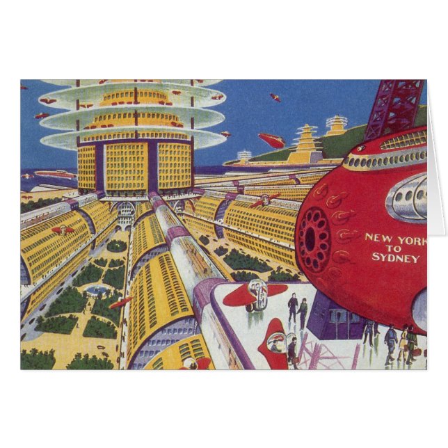 Vintage Science Fiction, futuristische New York Ci (Vorderseite (Horizontal))