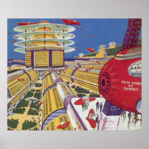 Vintage Science Fiction, futuristische New York Ci Poster