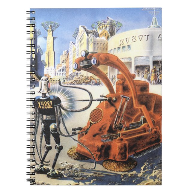 Vintage Science Fiction Futuristische Stadt Alien  Notizblock (Vorderseite)