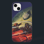 Vintage Science Fiction, futuristische Stadt auf d Case-Mate iPhone Hülle<br><div class="desc">Vintages Bild der Reise und der Science Fiction des Transports mit einem klassischen Comic-Buch Retro-SciFi Weltraum und Planeten-Bild von Astronauten oder Außerirdischen reisen in einem Raumschiff über eine futuristische Metropole auf dem Mond.</div>