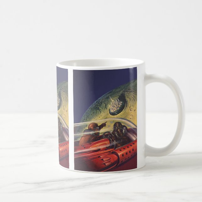 Vintage Science Fiction, futuristische Stadt auf d Kaffeetasse (Rechts)