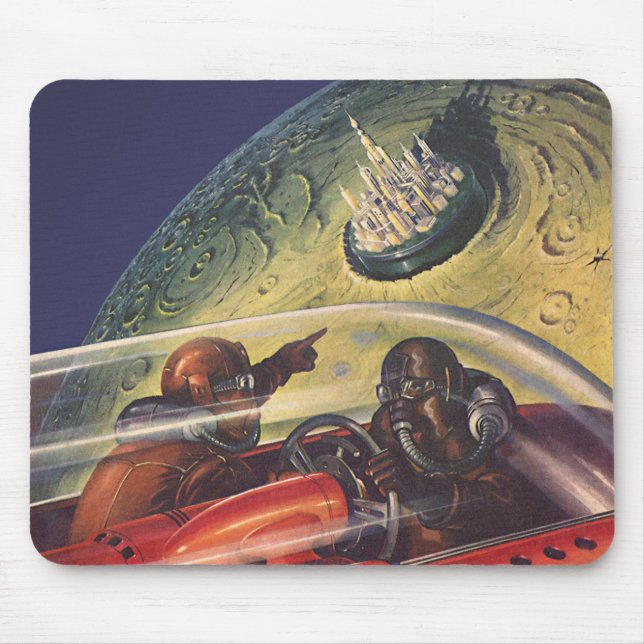Vintage Science Fiction, futuristische Stadt auf d Mousepad (Vorne)
