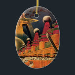 Vintage Science Fiction Futuristische Stadt Flying Keramik Ornament<br><div class="desc">Vintages Bild der Reise-und Transport-Science Fiction mit einem klassischen Comic-Buch Retro sci,  wenn urbane Umgebung mit einer Stadt der Zukunft. Die architektonischen Gebäude sind wie Kegel geformt und die Fahrzeuge fliegen wie Vögel,  während sich Menschenmassen durch die Metropole bewegen.</div>