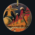 Vintage Science Fiction Futuristische Stadt Flying Keramik Ornament<br><div class="desc">Vintages Bild der Reise-und Transport-Science Fiction mit einem klassischen Comic-Buch Retro sci,  wenn urbane Umgebung mit einer Stadt der Zukunft. Die architektonischen Gebäude sind wie Kegel geformt und die Fahrzeuge fliegen wie Vögel,  während sich Menschenmassen durch die Metropole bewegen.</div>