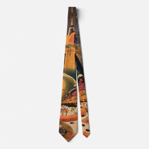 Vintage Science Fiction Futuristische Stadt Flying Krawatte