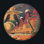 Vintage Science Fiction Futuristische Stadt Flying Magnet<br><div class="desc">Vintages Bild der Reise-und Transport-Science Fiction mit einem klassischen Comic-Buch Retro sci, wenn urbane Umgebung mit einer Stadt der Zukunft. Die architektonischen Gebäude sind wie Kegel geformt und die Fahrzeuge fliegen wie Vögel, während sich Menschenmassen durch die Metropole bewegen.</div>