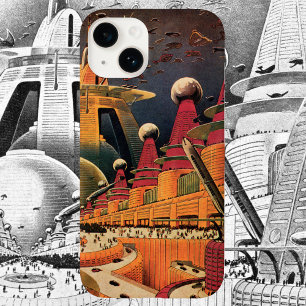 Vintage Science Fiction Futuristische Stadt Flying title_seo2