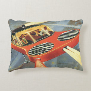 Vintage Science-Fiction futuristisches Flugauto Dekokissen