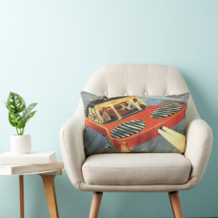 Vintage Science-Fiction futuristisches Flugauto Lendenkissen