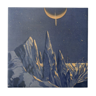 Vintage Science-Fiction, Halbmond-Schneeplanet Fliese