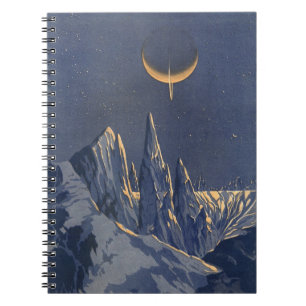 Vintage Science-Fiction, Halbmond-Schneeplanet Notizblock