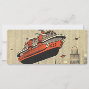 Vintage Science-Fiction-Kreuzfahrtschiff-Hubschrau