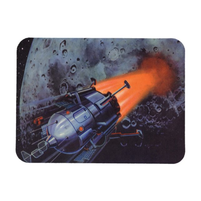 Vintage Science Fiction, Mondrakete abstrahlen Magnet (Horizontal)