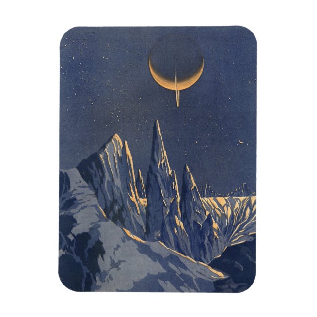 Vintage Science Fiction, Mondschneeplanet Magnet (Vertikal)