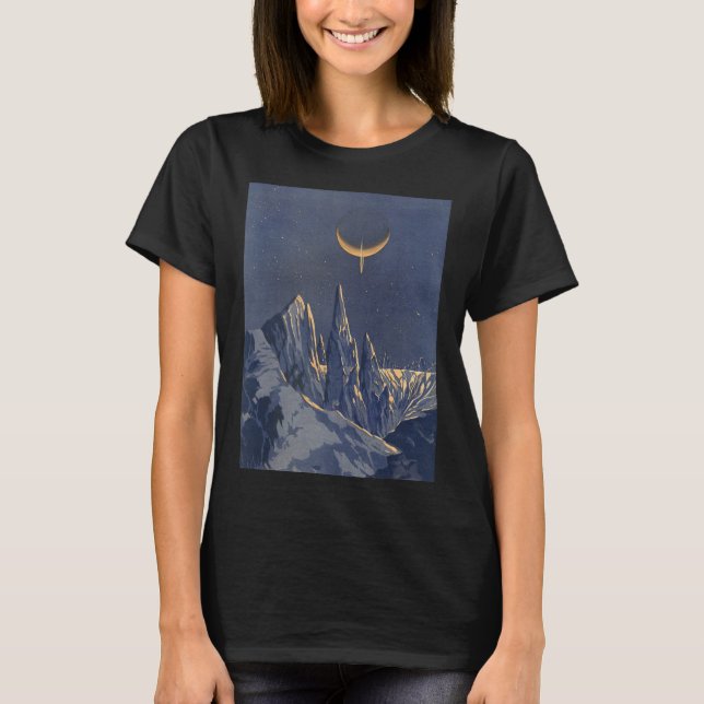 Vintage Science Fiction, Mondschneeplanet T-Shirt (Vorderseite)
