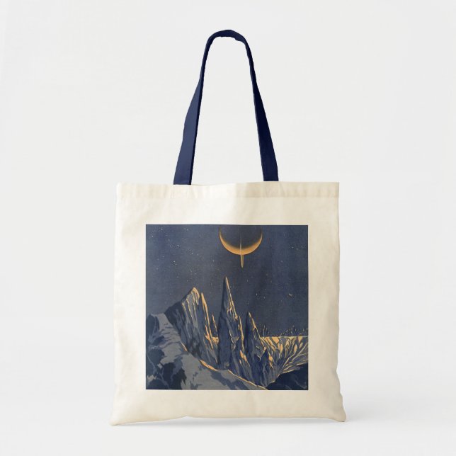 Vintage Science Fiction, Mondschneeplanet Tragetasche (Vorne)