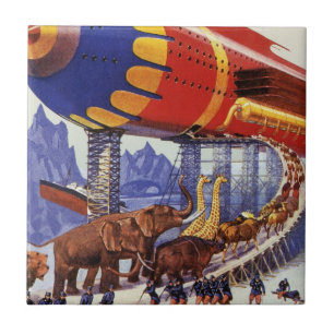 Vintage Science-Fiction, Noahs Arche wilde Tiere Fliese