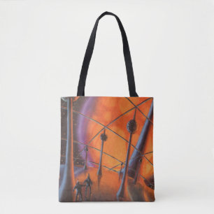 Vintage Science Fiction, Orangefarbene Sonne und A Tasche