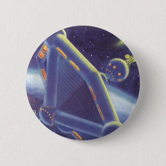 Vintage Science Fiction Orbit-Raumstation Button (Vorderseite)