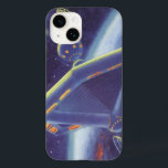 Vintage Science Fiction Orbit-Raumstation Case-Mate iPhone 14 Hülle<br><div class="desc">Vintage Illustration futuristischen Weltraum und Planeten Science Fiction Bild. Eine Raumstation,  die sich um einen Planeten oder Mond umkreist und in Zukunft eine helle Sonne am Himmel strahlt. Ein klassischer 50er Retro-Sci-Fi-Comic Buch Design.</div>