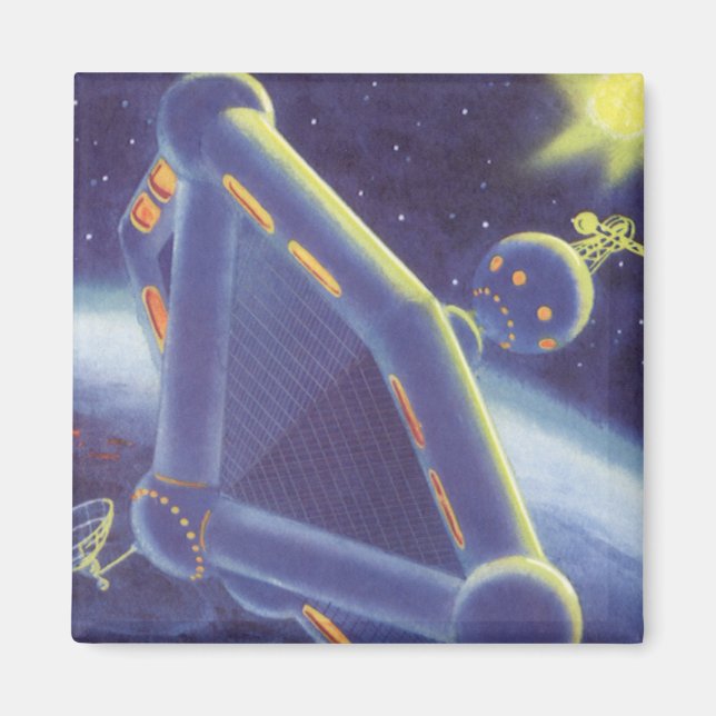 Vintage Science Fiction Orbit-Raumstation Magnet (Vorne)