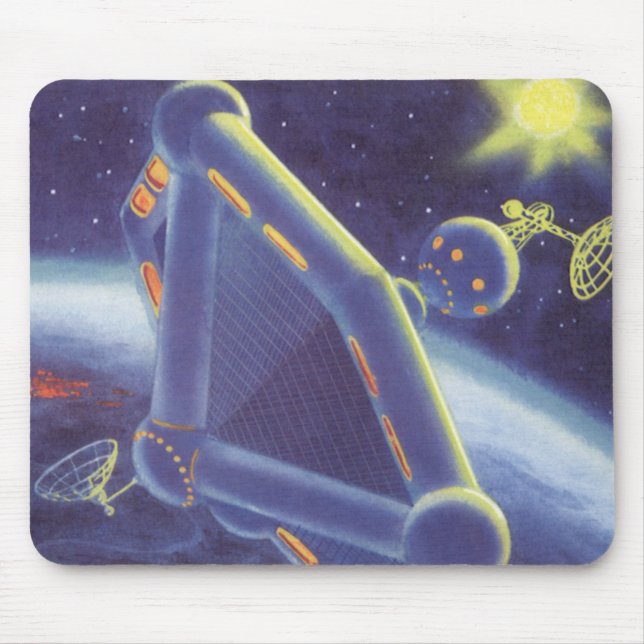 Vintage Science Fiction Orbit-Raumstation Mousepad (Vorne)