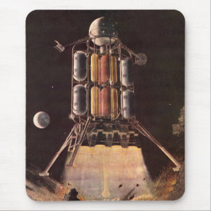 Vintage-Science-Fiction-Rakete startet vom Planete Mousepad