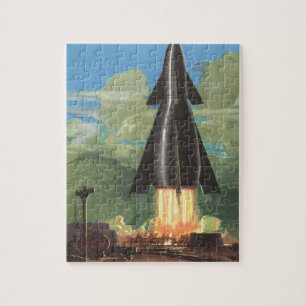 Vintage-Science-Fiction, Rakete startet von der Er