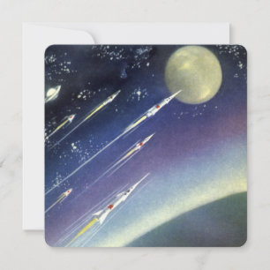 Vintage Science-Fiction-Raketen im Weltraum von Pl