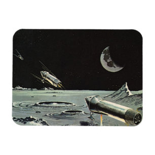 Vintage Science-Fiction, Raketenschiffe Mond Plane Magnet