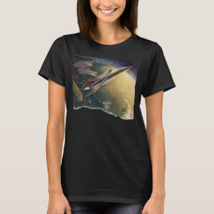 Vintage Science-Fiction-Raumschiff Flugzeug Erde T-Shirt