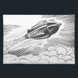 Vintage Science Fiction Raumschiff-Rakete in Wolke Tischset<br><div class="desc">Vintage Illustration futuristische Viktorianische Science Fiction Transport Bild. Ein Raumschiff,  das durch die Wolken am Himmel fliegt. Ein klassischer 50er Retro-Comic Buch sci fi Design der Zukunft.</div>