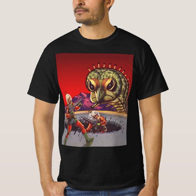 Vintage Science Fiction Rieseninsektenkrieg T-Shirt (Vorderseite)