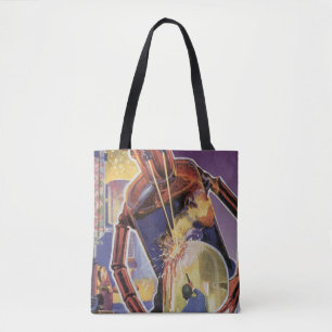 Vintage Science-Fiction-Roboter mit Laserstrahl-Au Tasche