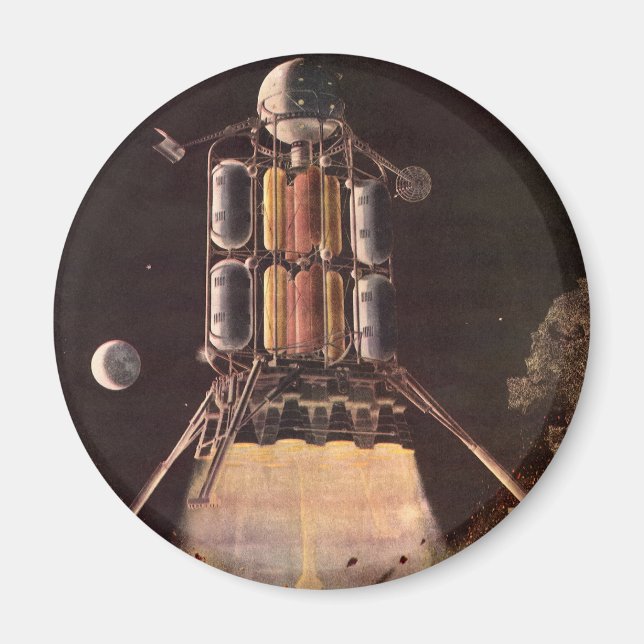 Vintage Science Fiction Rocket Blade Off Planet Magnet (Vorne)