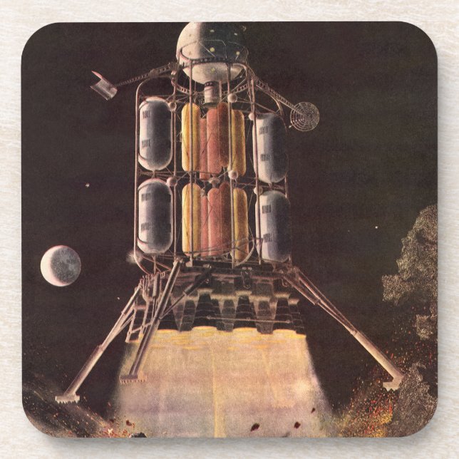 Vintage Science Fiction Rocket Blade Off Planet Untersetzer (Vorderseite)