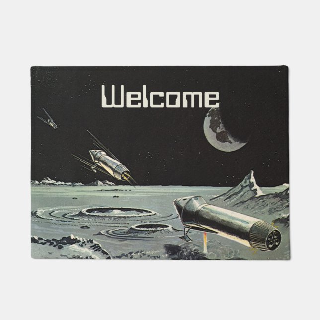 Vintage Science Fiction, Rocket versendet Fußmatte (Vorderseite)