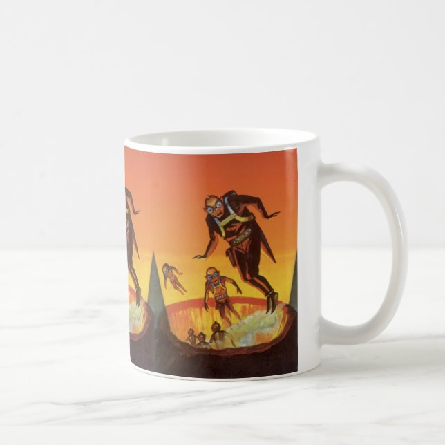 Vintage Science Fiction, Sci Fi Außerirdischen im  Kaffeetasse (Rechts)
